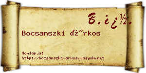 Bocsanszki Árkos névjegykártya